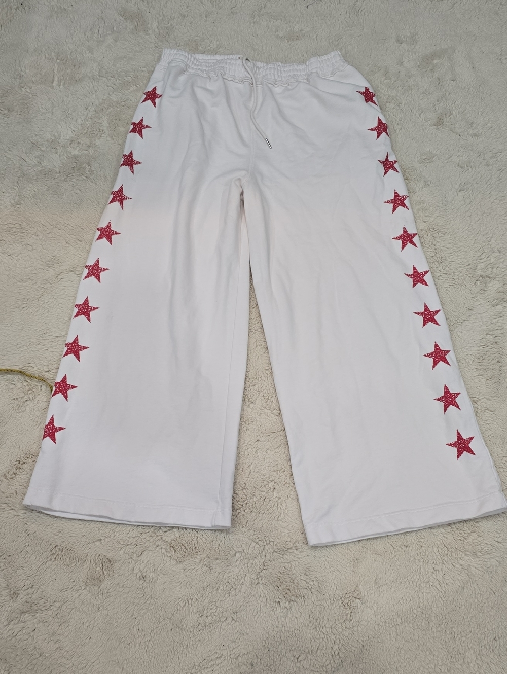 BDG White Sweatpants with Pink Star Side Trim